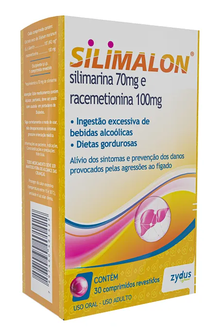 Silimalon Silimarina 70mg + Racemetionina 100mg 30 comprimidos