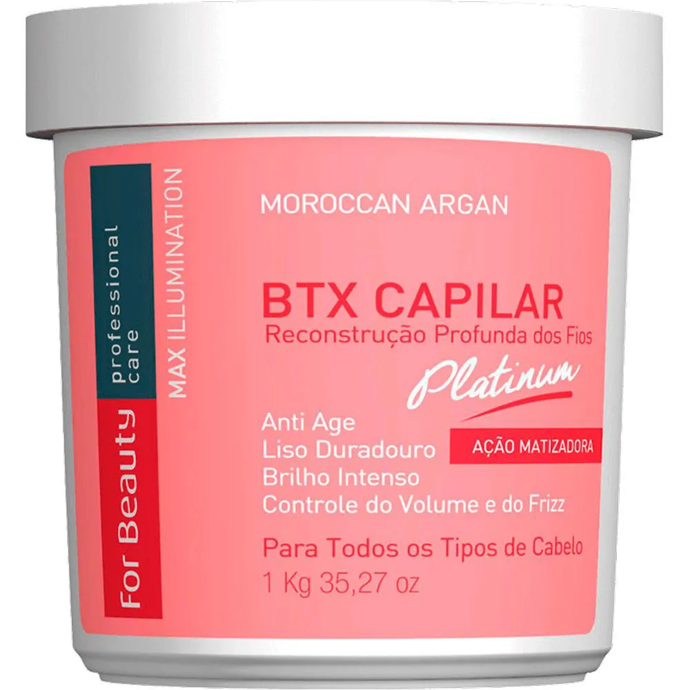 FOR BEAUTY MAX ILLUMINATION PLATINUM - BTOX MATIZADOR RECONSTRUçãO PROFUNDA 1KG