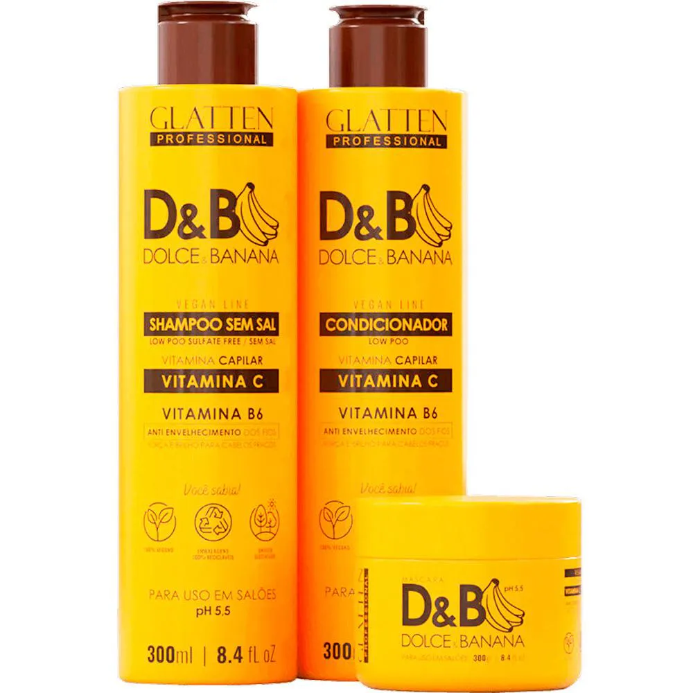 GLATTEN D&B DOLCE BANANA - KIT VITAMINA CAPILAR TRIO (3 PRODUTOS)