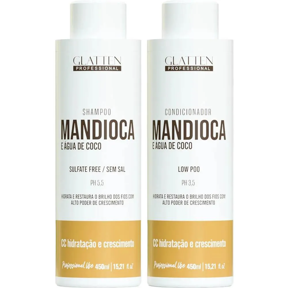 GLATTEN MANDIOCA E ÁGUA DE COCO - KIT HIDRATAçãO E CRESCIMENTO DUO (2 PRODUTOS)