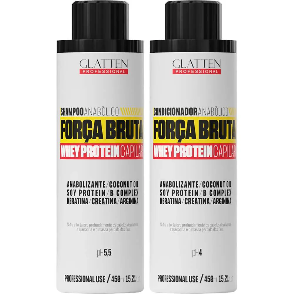 GLATTEN FORçA BRUTA - KIT WHEY PROTEIN CAPILAR DUO (2 PRODUTOS)