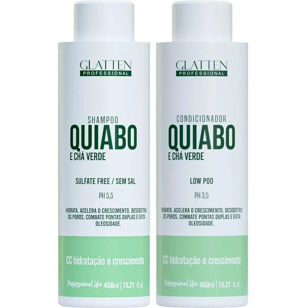 GLATTEN QUIABO E CHá VERDE - KIT HIDRATAçãO E CRESCIMENTO DUO (2 PRODUTOS)