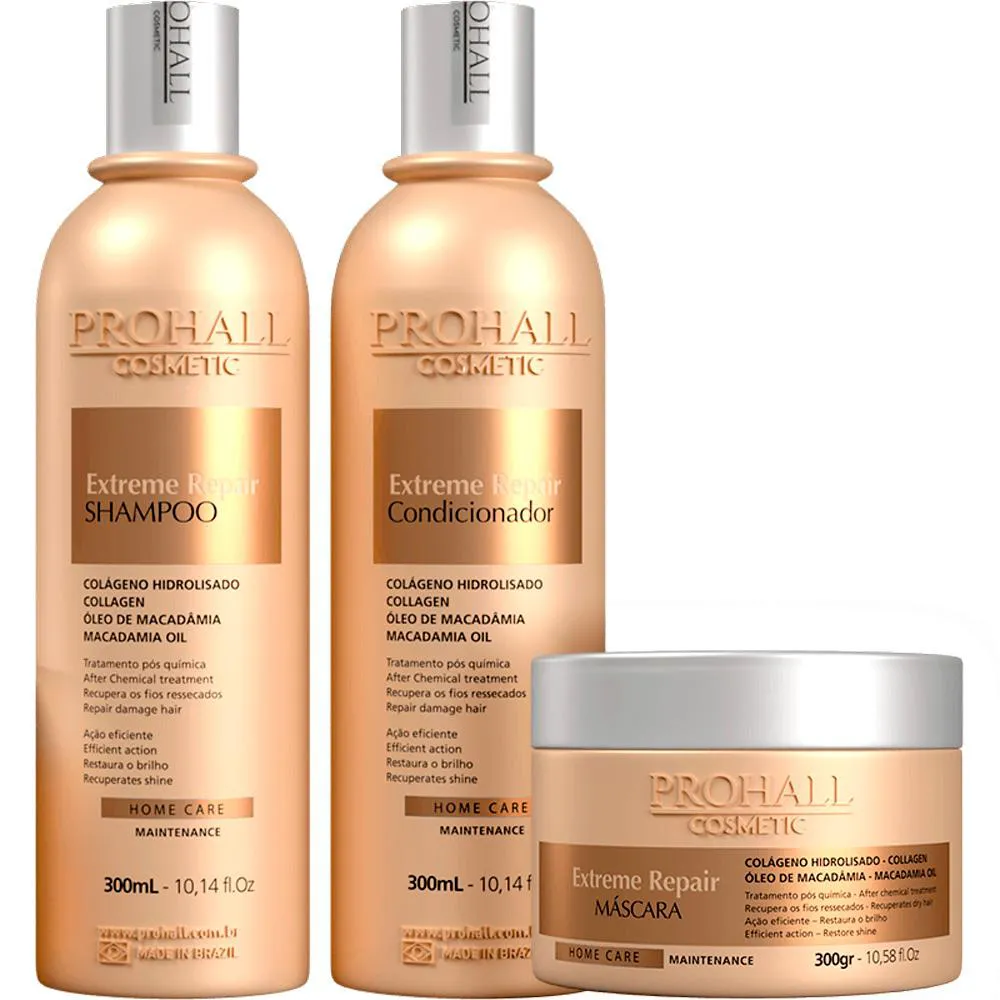 PROHALL EXTREME REPAIR - KIT TRATAMENTO MACADâMIA TRIO (3 PRODUTOS)