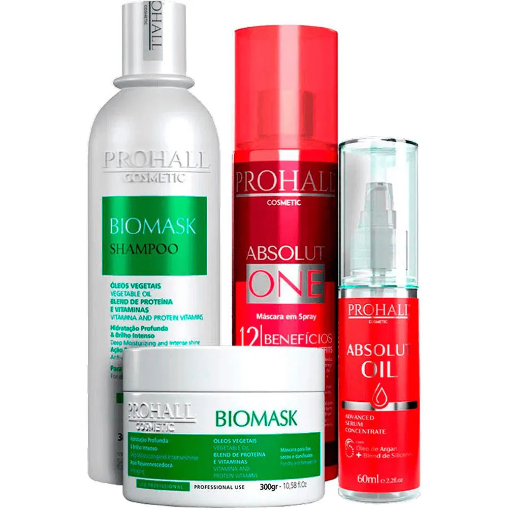 PROHALL - KIT CRONOGRAMA ESPELHAMENTO CAPILAR (4 PRODUTOS)