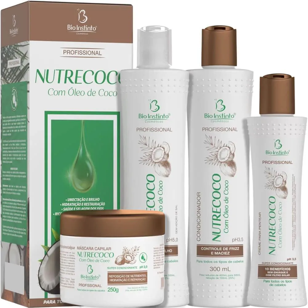 BIO INSTINTO NUTRECOCO - KIT HIDRATAçãO E NUTRIçãO ÓLEO DE COCO (4 PRODUTOS)