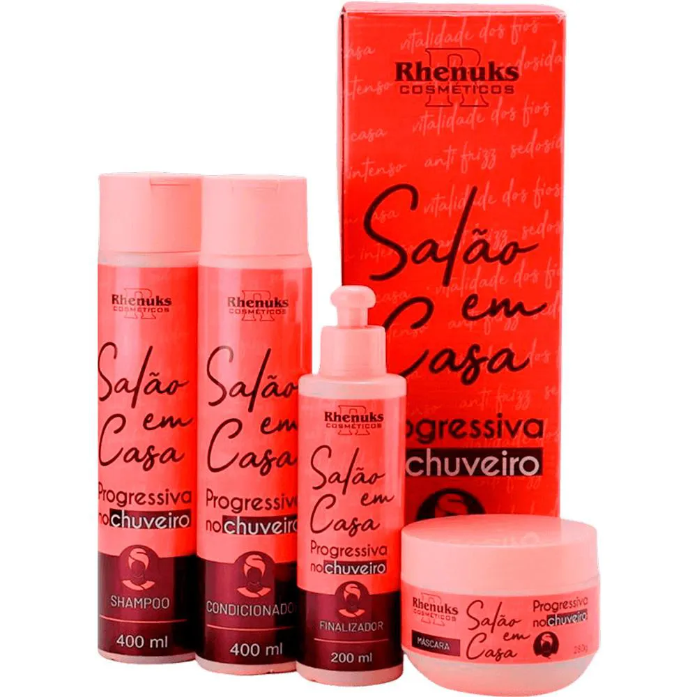 RHENUKS SALãO EM CASA - KIT PROGRESSIVA NO CHUVEIRO SALãO EM CASA (4 PRODUTOS)