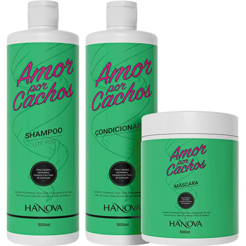 HANOVA AMOR POR CACHOS - KIT CABELOS CACHEADOS TRIO (3 PRODUTOS)