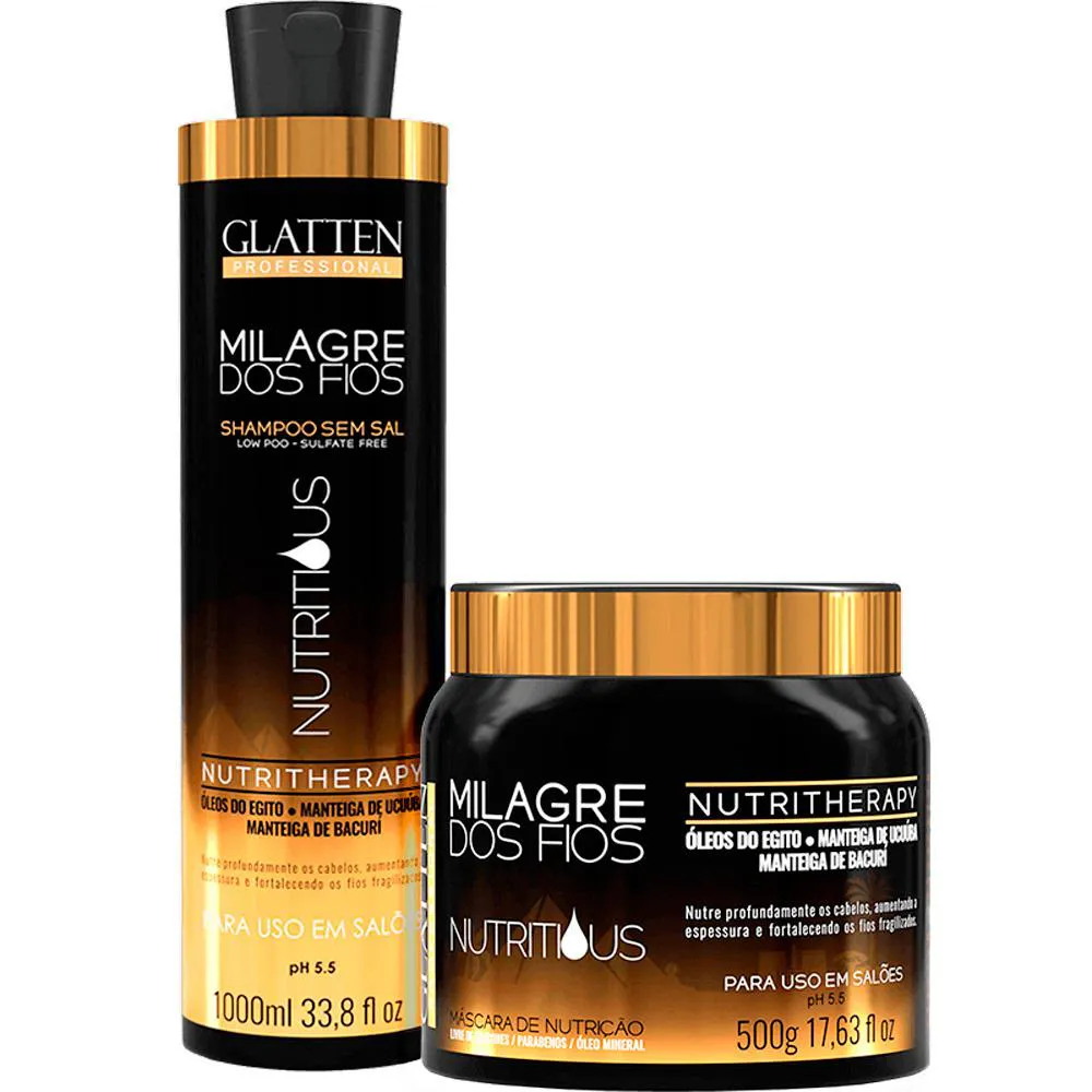 GLATTEN MILAGRE DOS FIOS NUTRITIOUS - KIT TERAPIA DE NUTRIçãO (2 PRODUTOS)