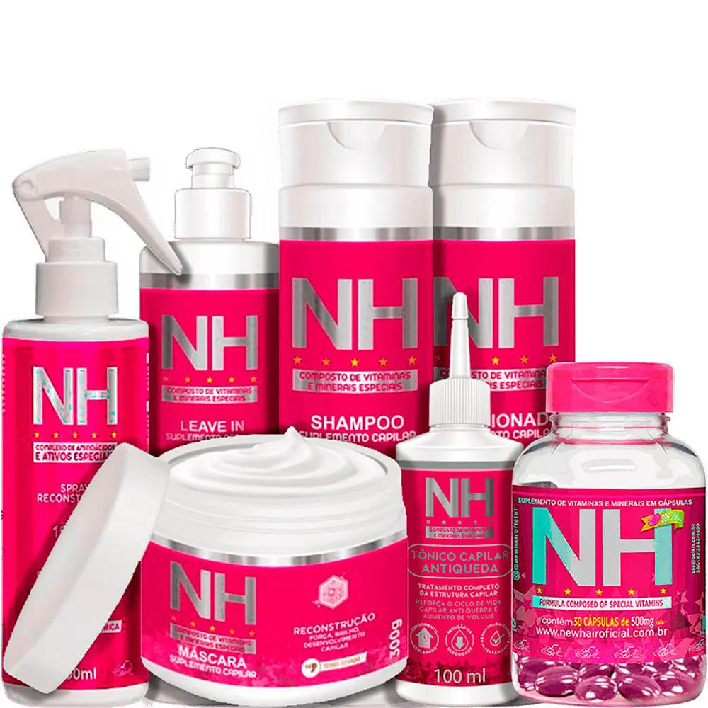 BELKIT NH NEW HAIR - KIT COMBO RECONSTRUçãO E CRESCIMENTO CAPILAR (7 PRODUTOS)