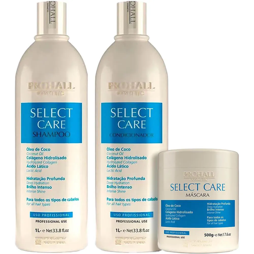 PROHALL SELECT CARE - KIT MANUTENçãO PóS PROGRESSIVA SALãO TRIO (3 PRODUTOS)