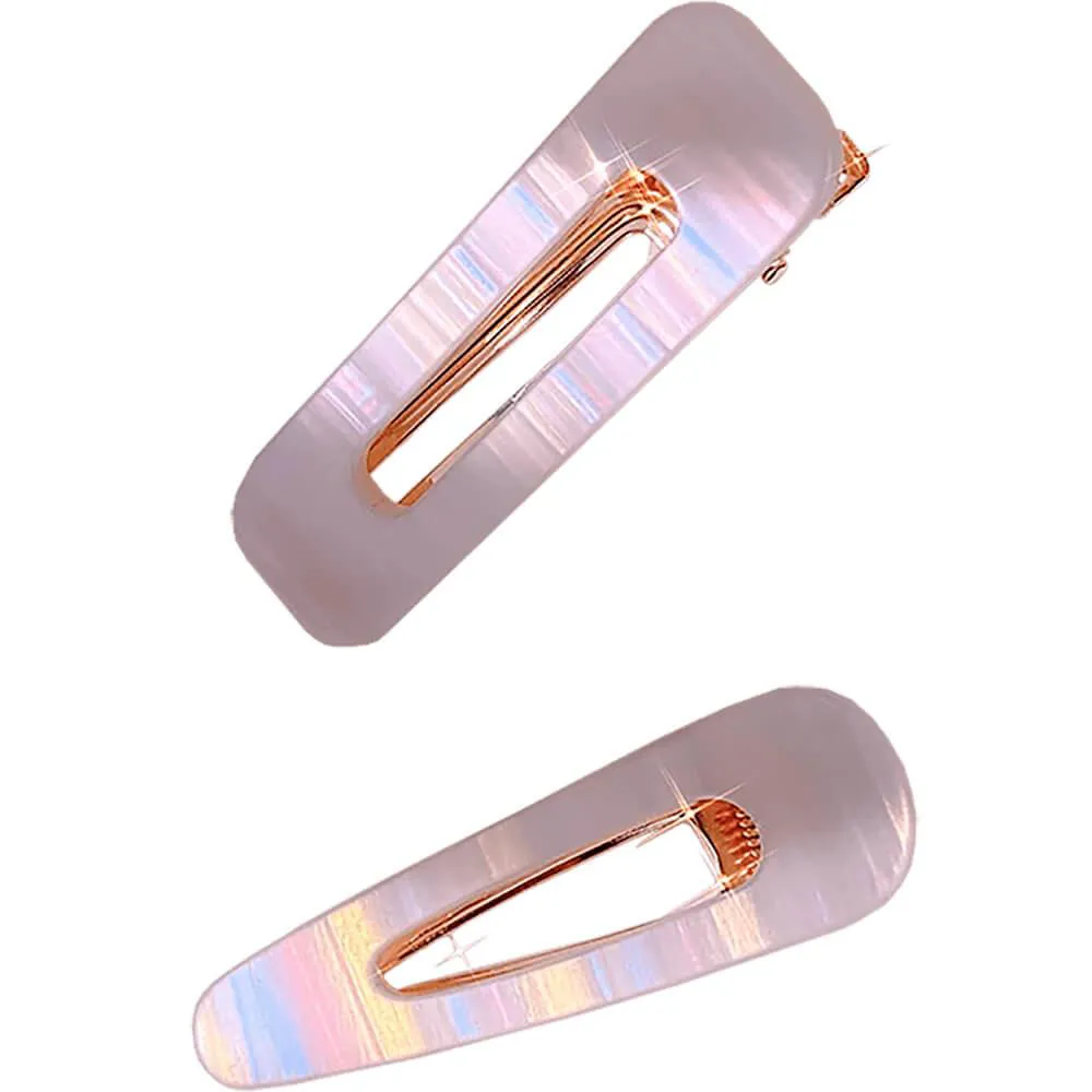NOBRAND - KIT GRAMPOS DE CABELO GEOMéTRICO BRANCO PEROLADO (2 PEçAS)