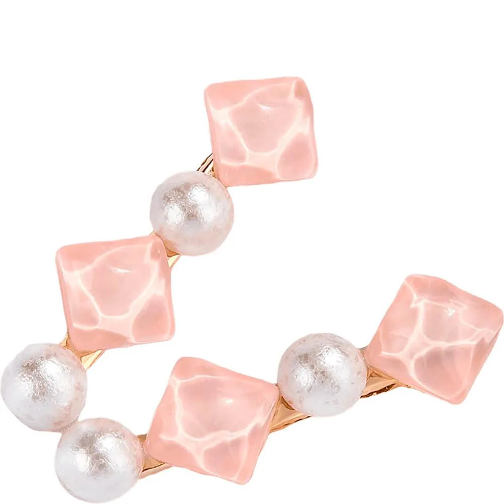 NOBRAND - KIT GRAMPOS DE CABELO PéROLA ARTIFICIAL ROSA E BRANCO (2 PEçAS)