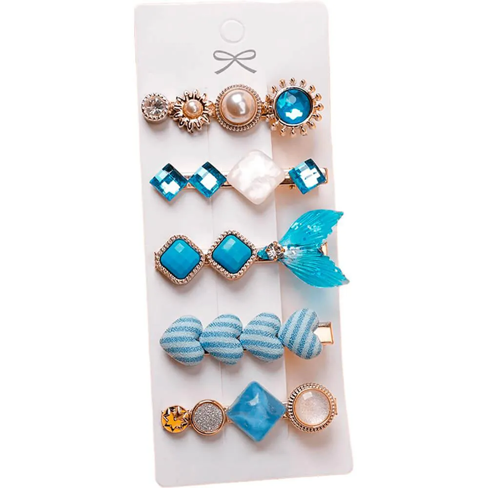 NOBRAND - KIT GRAMPOS DE CABELO GEOMéTRICOS AZUL (5 PEçAS)
