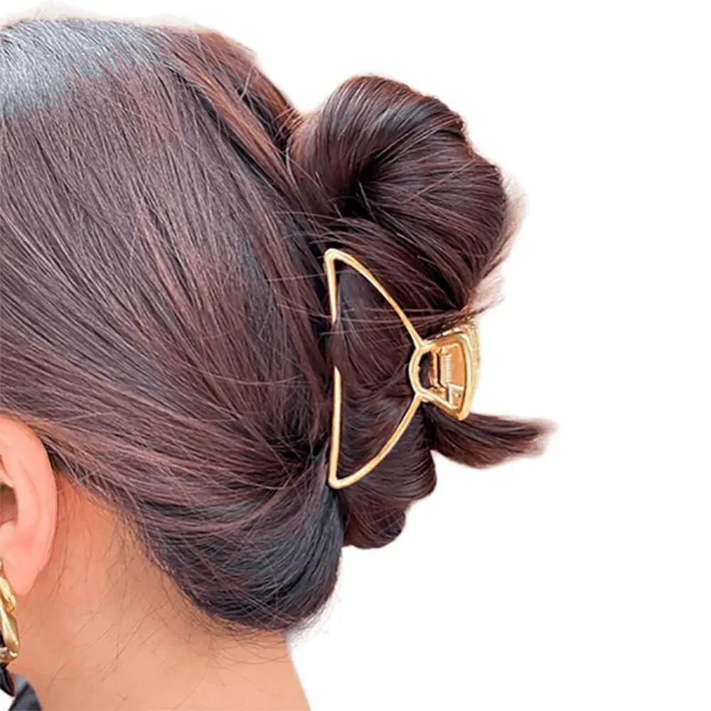 NOBRAND - PRESILHA PIRANHA DE CABELO METAL MEIA LUA DOURADA