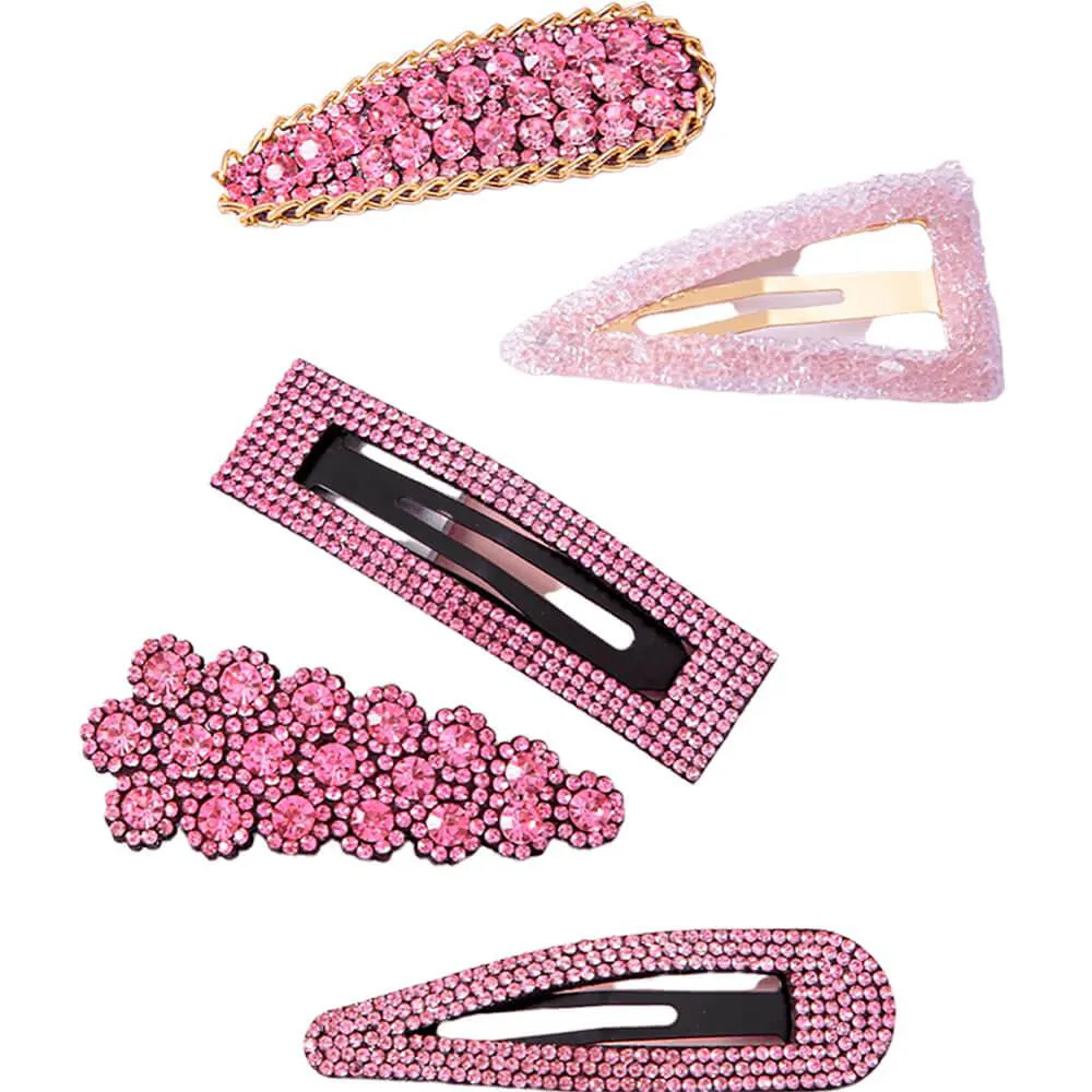 NOBRAND - KIT GRAMPOS DE CABELO STRASS ROSA (5 PEçAS)