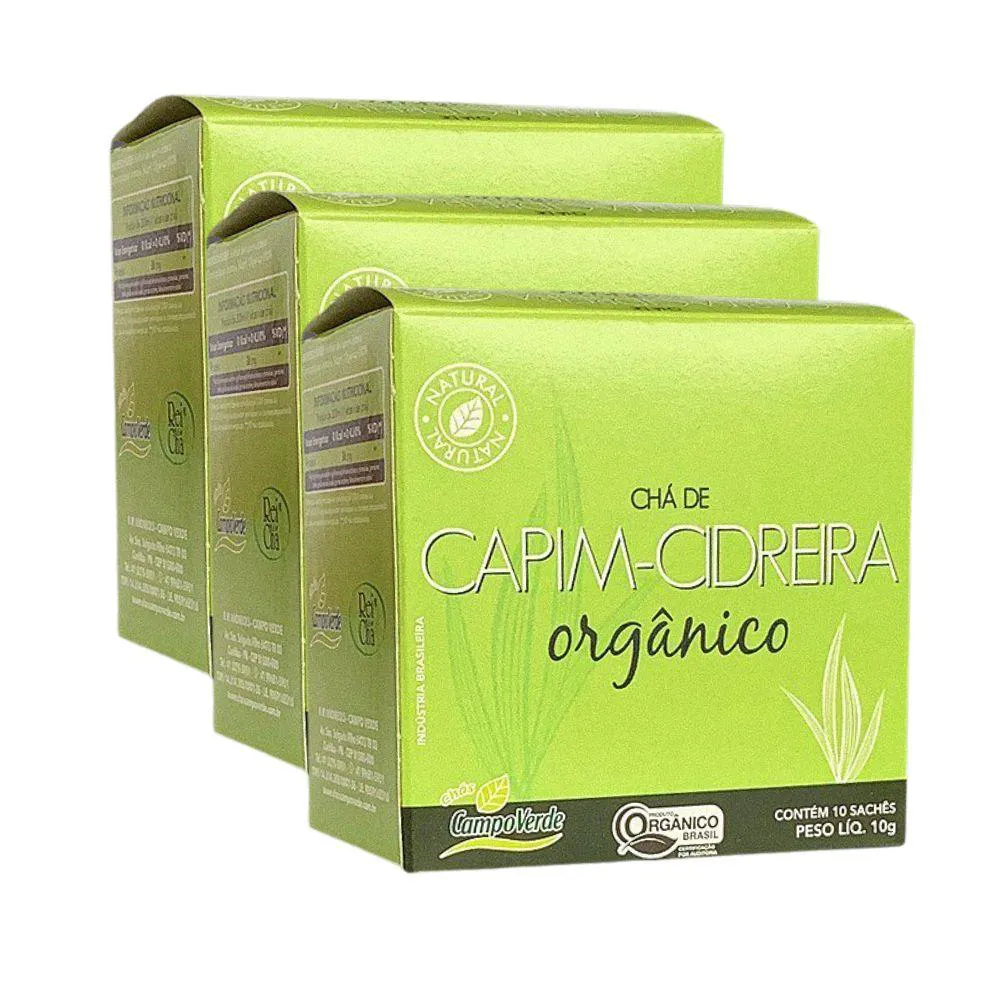 CAPIM CIDREIRA CHá ORGâNICO DAS FOLHAS CAMPO VERDE 30 SACHêS