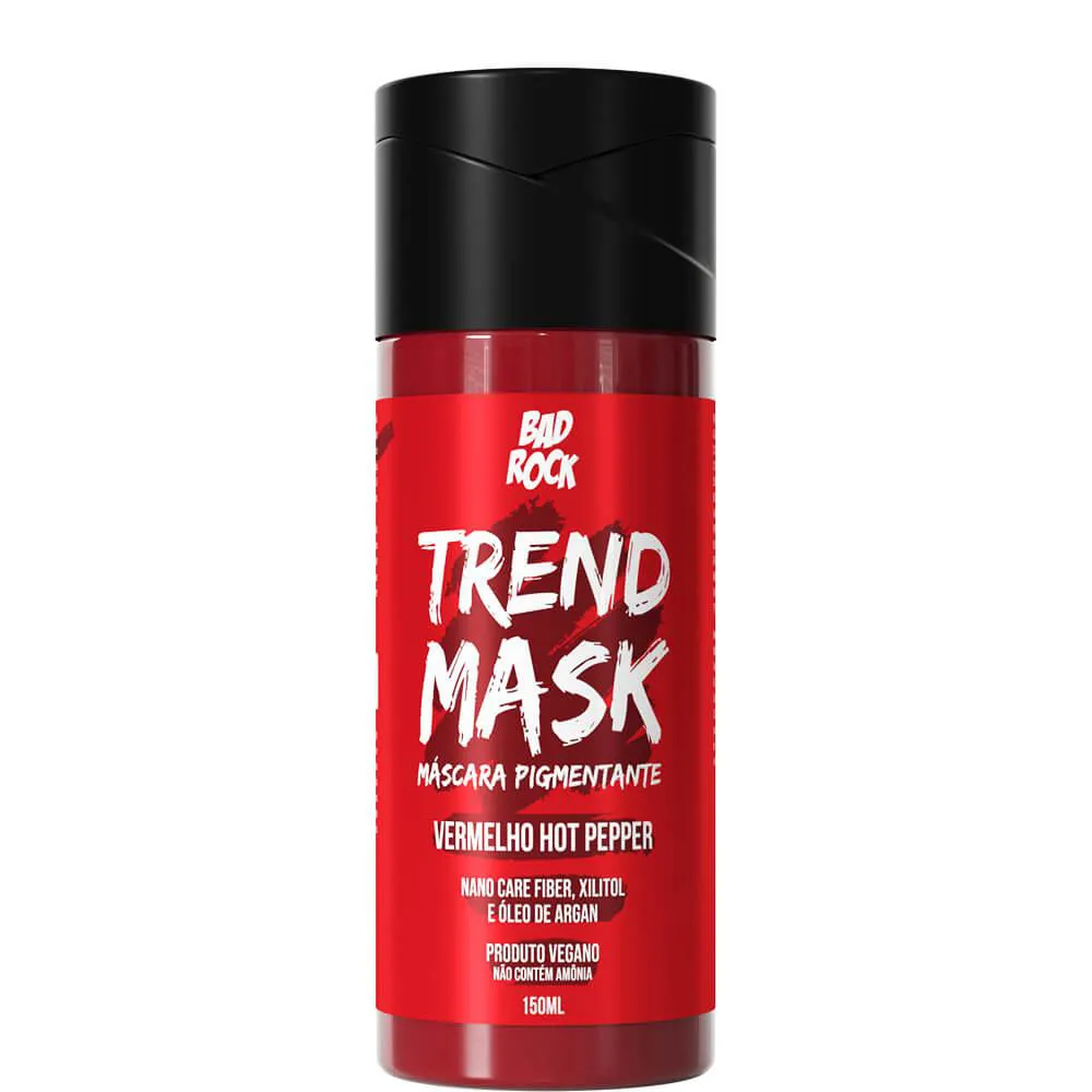 BAD ROCK TREND MASK - MáSCARA PIGMENTANTE VEGANA VERMELHO HOT PEPPER 150ML