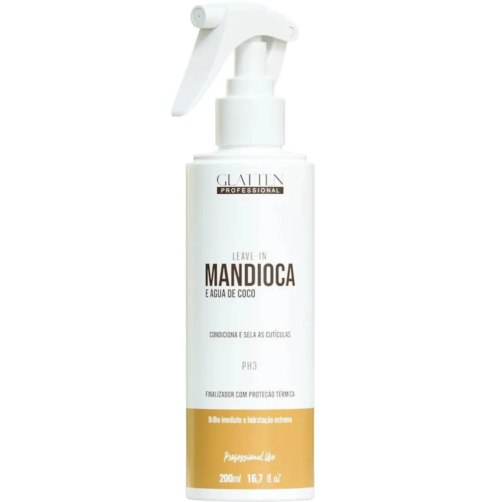 GLATTEN MANDIOCA E ÁGUA DE COCO - LEAVE-IN BRILHO E HIDRATAçãO 200ML