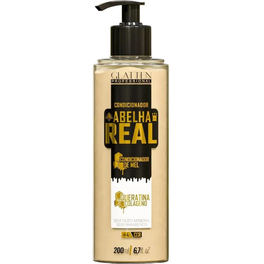 GLATTEN ABELHA REAL - CONDICIONADOR DE MEL QUERATINA E COLáGENO 200ML