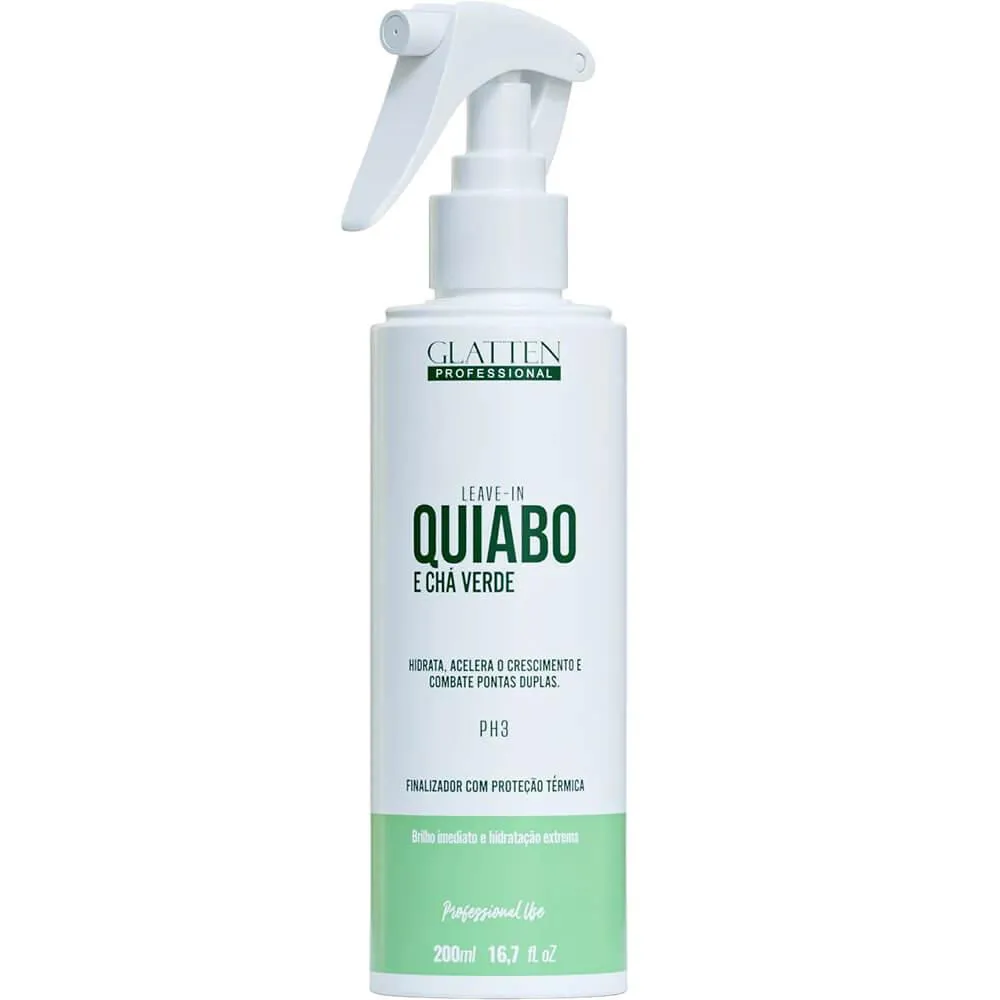 GLATTEN QUIABO E CHá VERDE - LEAVE-IN HIDRATAçãO E CRESCIMENTO 200ML