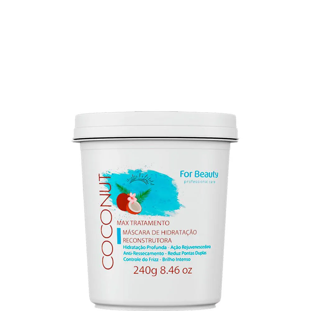 FOR BEAUTY COCONUT MAX TRATAMENTO - MáSCARA DE HIDRATAçãO RECONSTRUTORA 240G