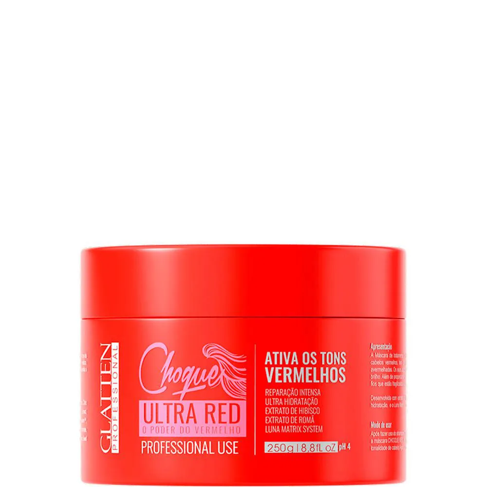 GLATTEN CHOQUE DE CORES - MATIZADOR ULTRA RED VERMELHO BRILHANTE 250G