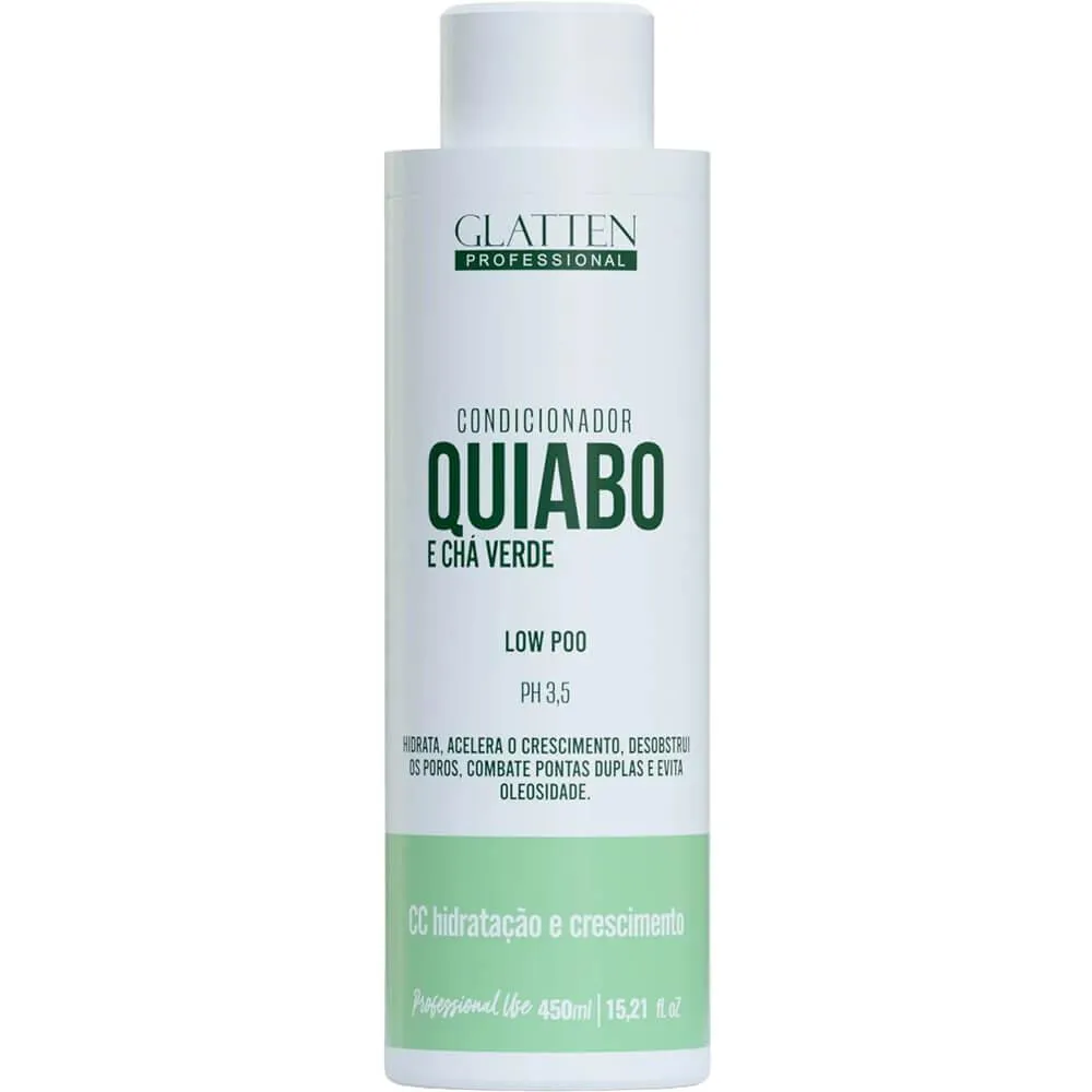 GLATTEN QUIABO E CHá VERDE - CONDICIONADOR HIDRATAçãO E CRESCIMENTO 450ML