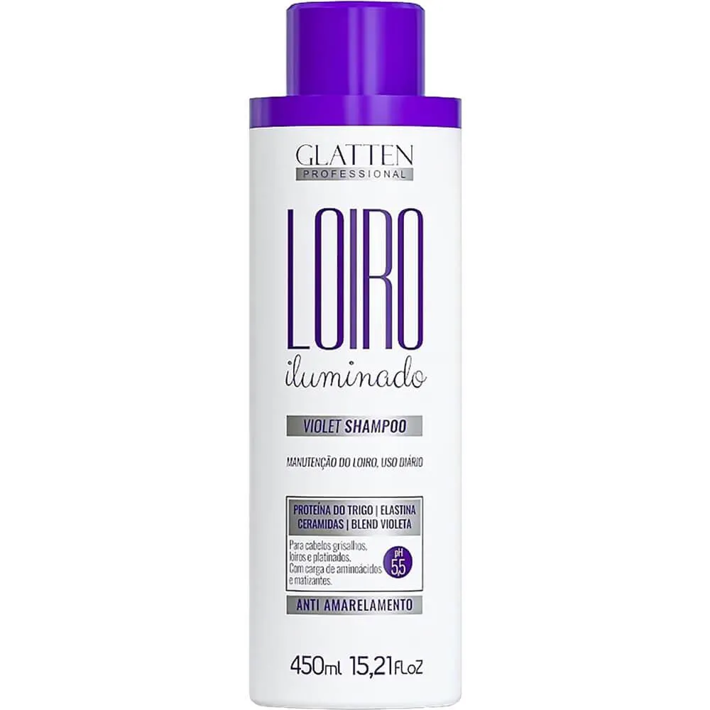 GLATTEN LOIRO ILUMINADO - SHAMPOO VIOLET MANUTENçãO USO DIáRIO 450ML