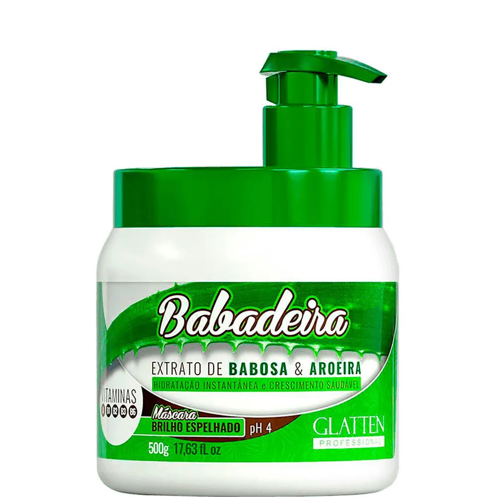 GLATTEN BABADEIRA - MáSCARA BRILHO ESPELHADO BABOSA E AROEIRA 500G