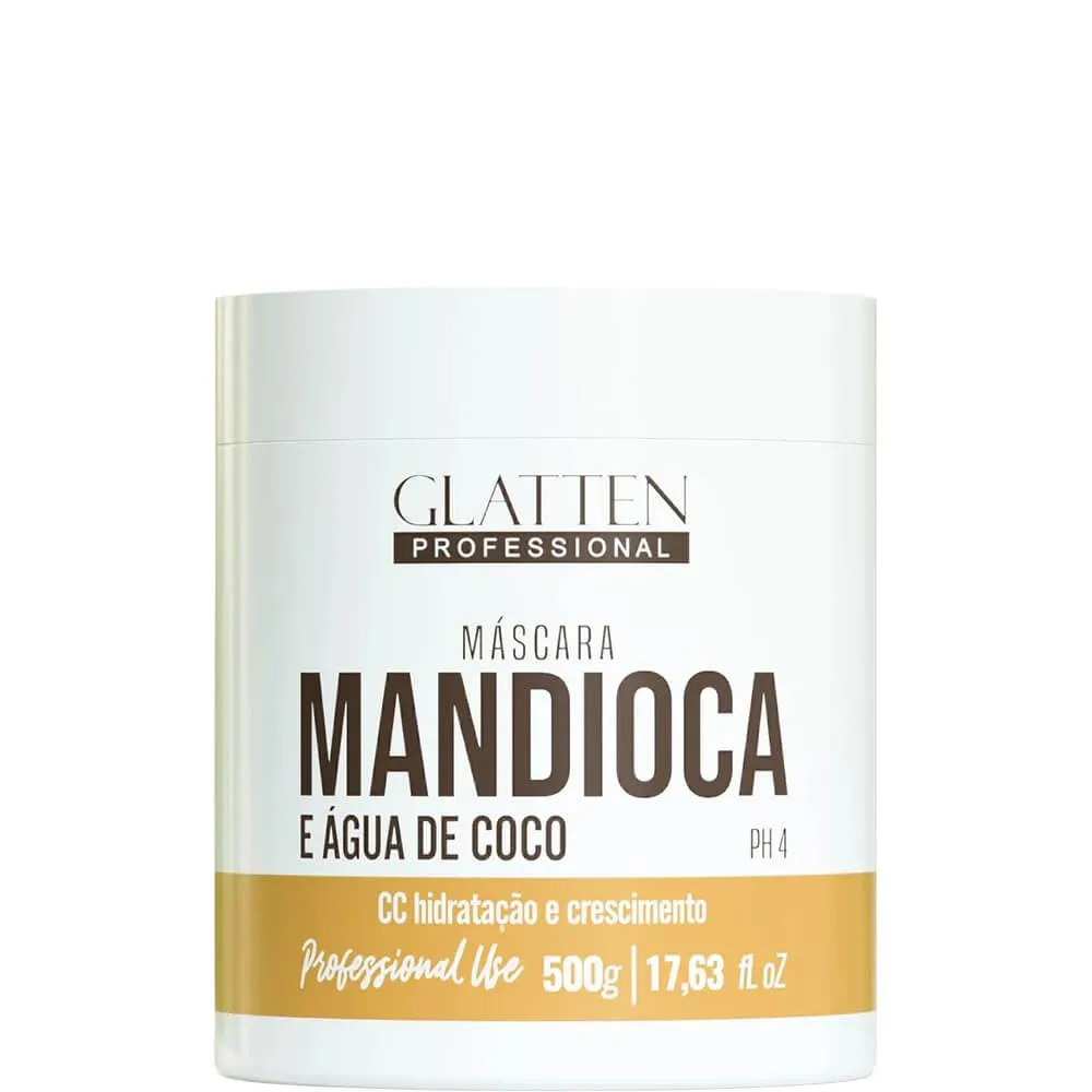 GLATTEN MANDIOCA E ÁGUA DE COCO - MáSCARA HIDRATAçãO E CRESCIMENTO 500G