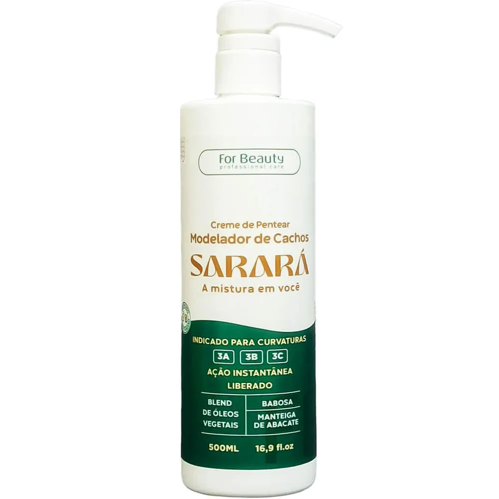 FOR BEAUTY SARARá - CREME DE PENTEAR MODELA CACHOS 3A 3B 3C VEGANO 500ML