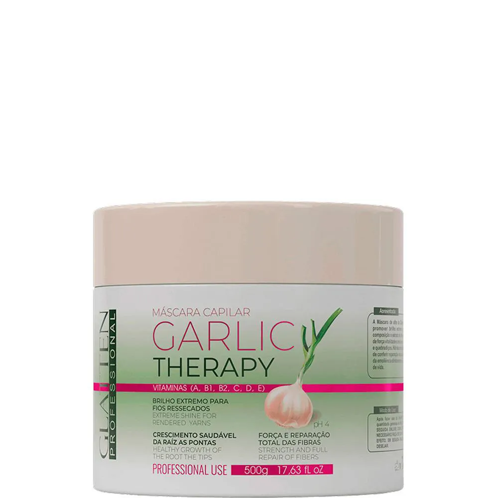 GLATTEN GARLIC THERAPY - MáSCARA ÓLEO DE ALHO FORçA E REPARAçãO 500G