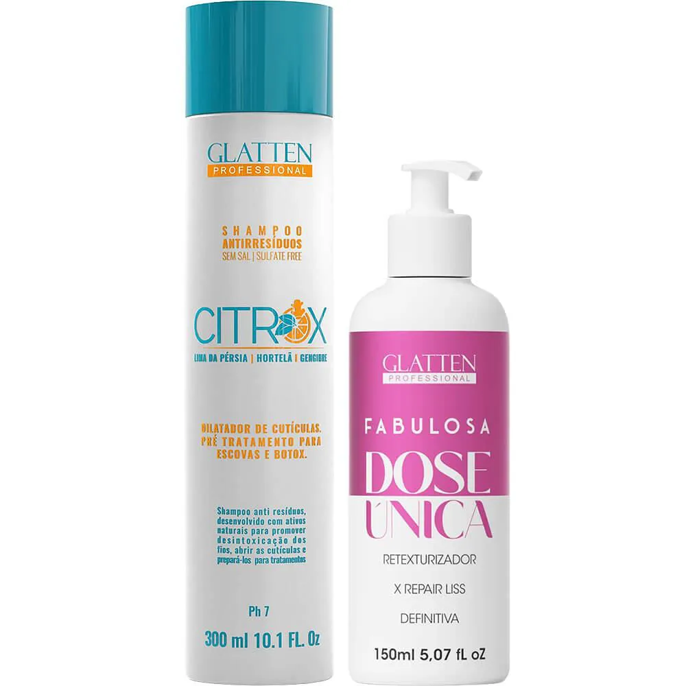 GLATTEN - KIT FABULOSA ESCOVA DEFINITIVA DOSE ÚNICA (2 PRODUTOS)
