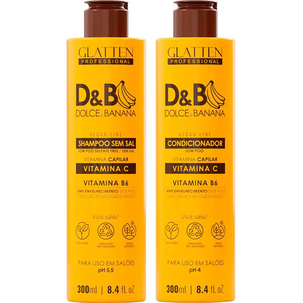 GLATTEN D&B DOLCE BANANA - KIT VITAMINA CAPILAR DUO (2 PRODUTOS)