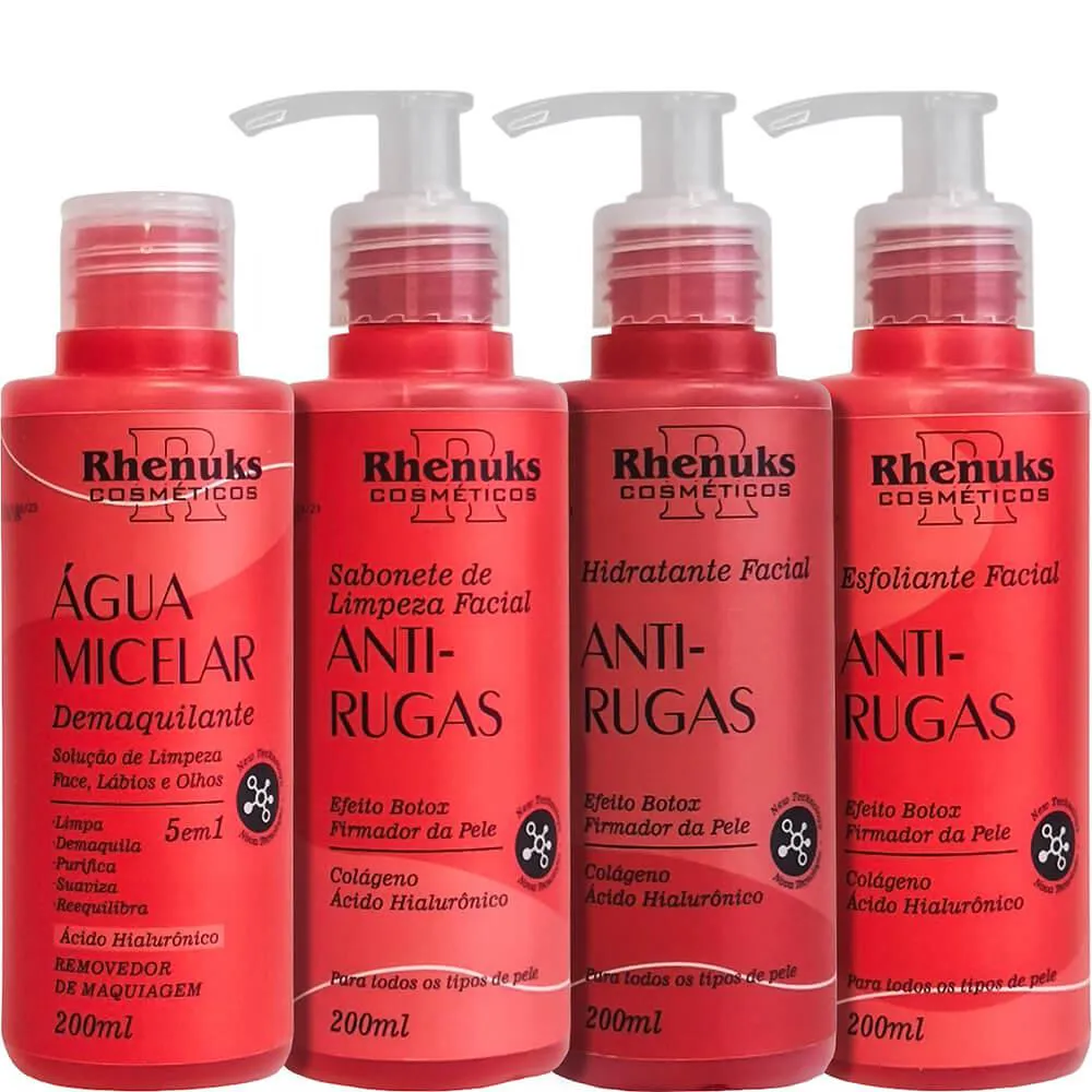 RHENUKS SKIN CARE - KIT FACIAL ANTI RUGAS USO DIáRIO (4 PRODUTOS)