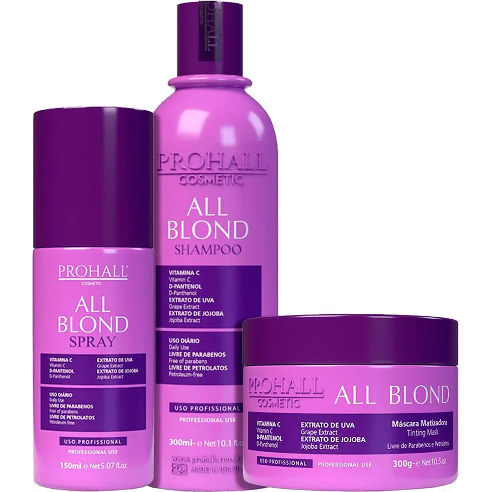 PROHALL ALL BLOND - KIT MATIZADOR MANUTENçãO PARA LOIROS TRIO (3 PRODUTOS)