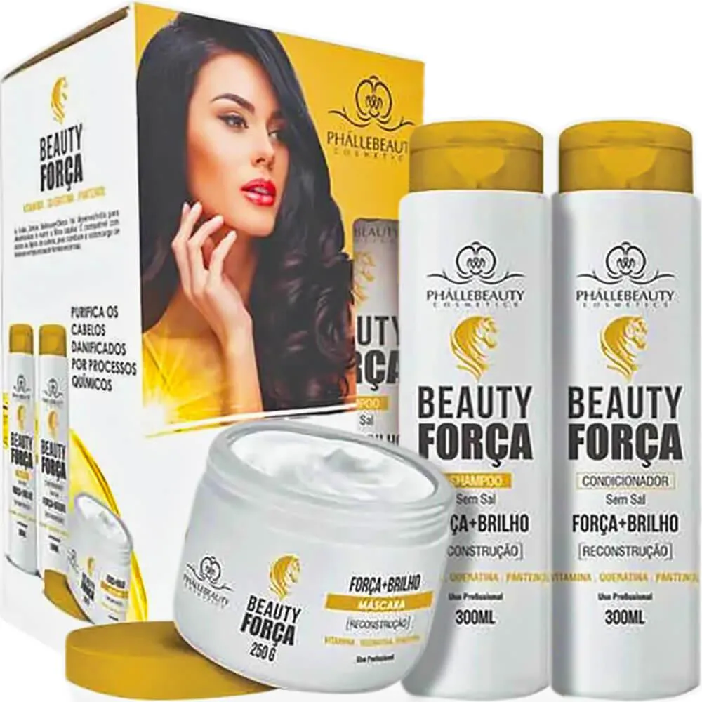 PHáLLEBEAUTY BEAUTY FORçA - KIT RECONSTRUçãO CAPILAR USO DIáRIO (3 PRODUTOS)