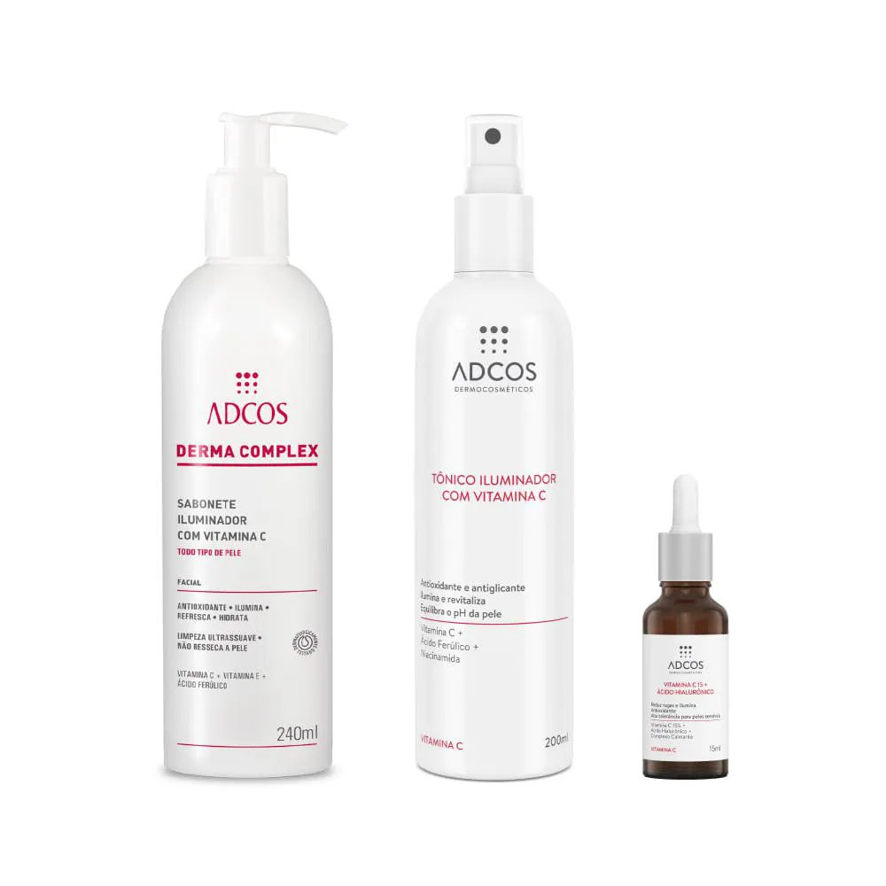 TRATAMENTO BOOST FACIAL VITAMINA C E ÁCIDO HIALURôNICO 3 ITENS