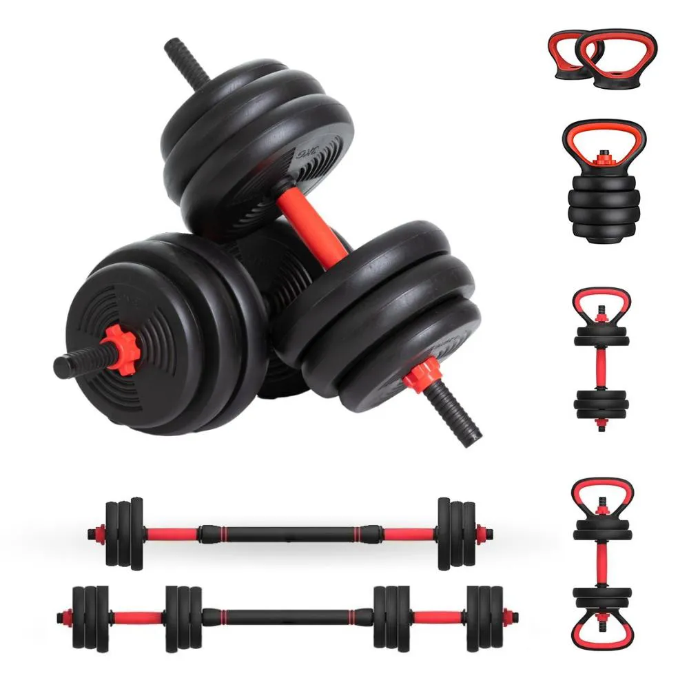 KIT HALTERES 6 EM 1 PESO MUSCULAçãO ATé 40KG AJUSTáVEL PRETO