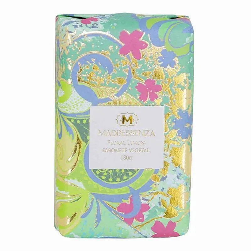 SABONETE VEGETAL EM BARRA FLORAL LEMON MADRESSENZA 180G