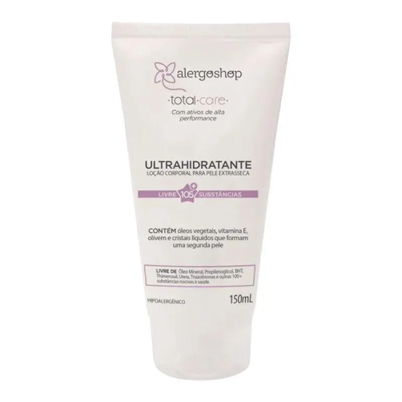 LOçãO CORPORAL ULTRAHIDRATANTE HIPOALERGêNICA TOTAL CARE ALERGOSHOP 150ML