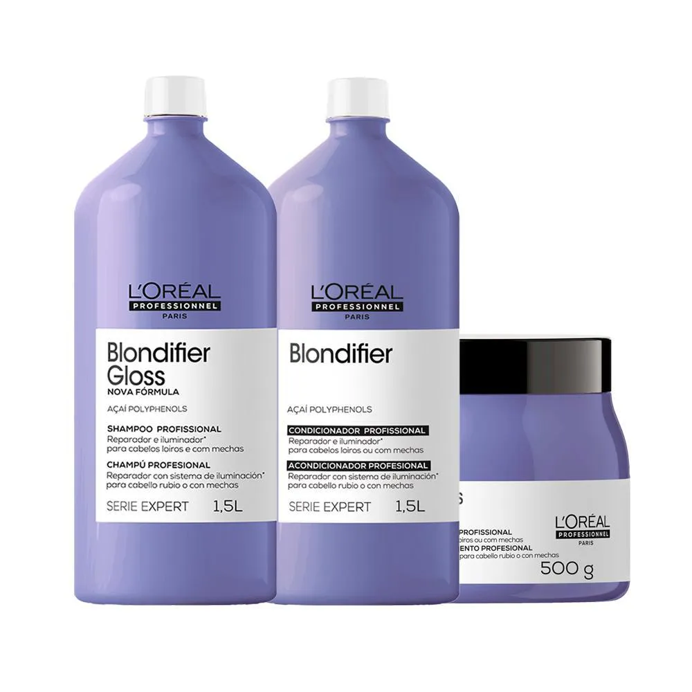 Kit L'Oréal Professionnel Serie Expert Blondifier Gloss  – Shampoo E Condicionador E Máscara 500 G