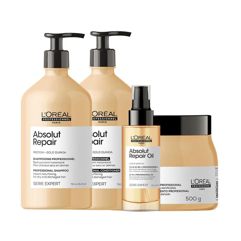 Kit L'Oréal Pro Serie Expert Absolut Repair Gold Quinoa - Shampoo E Condicionador E Máscara E Óleo