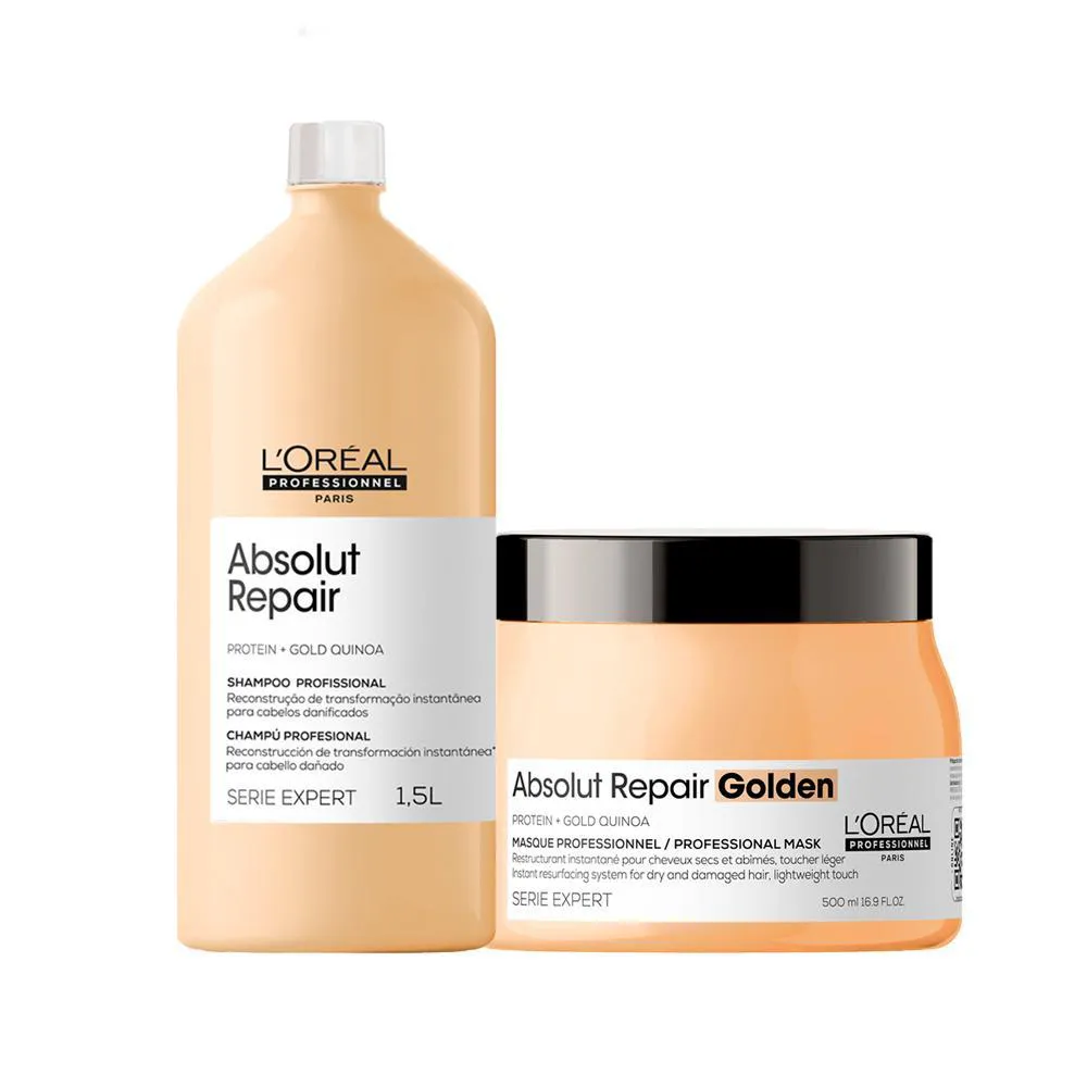 Kit L'Oréal Professionnel Serie Expert Absolut Repair Gold Quinoa – Shampoo E Máscara 500 G