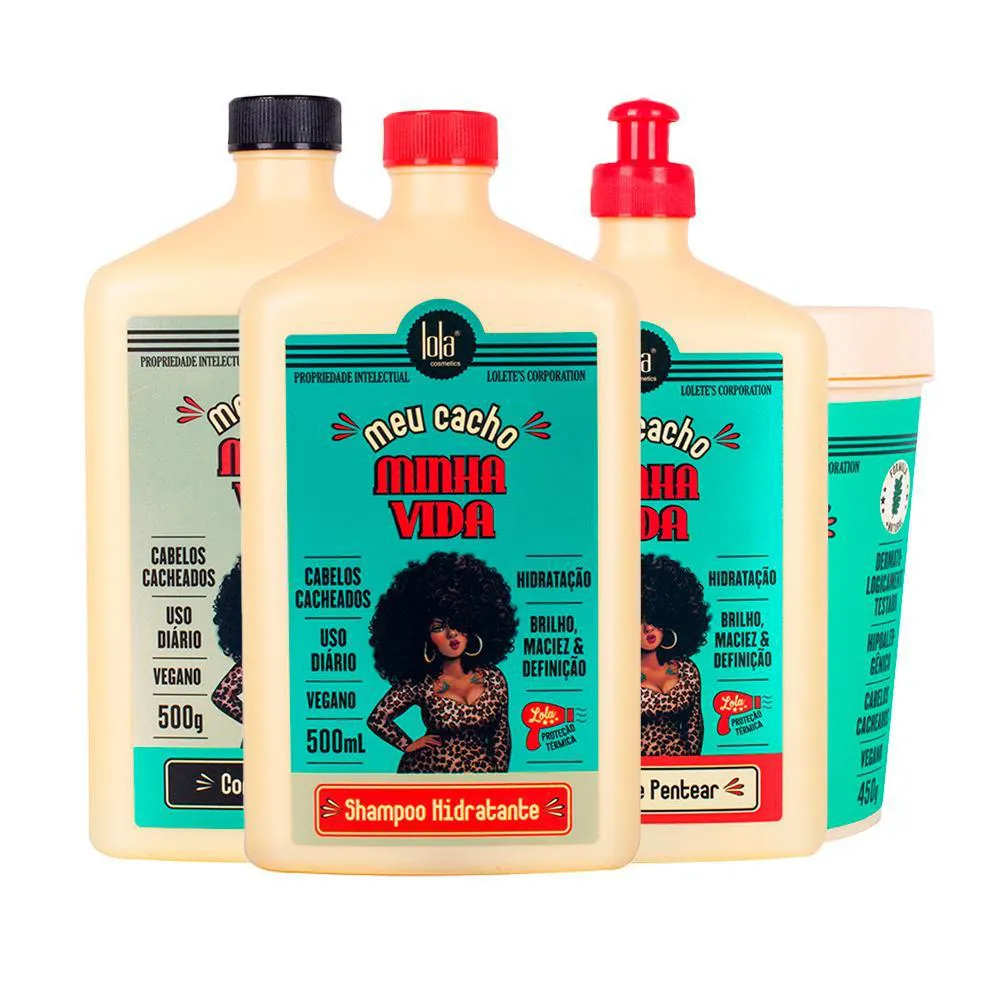 KIT LOLA COSMETICS HIDRATAçãO MEU CACHO MINHA VIDA - 4 PRODUTOS