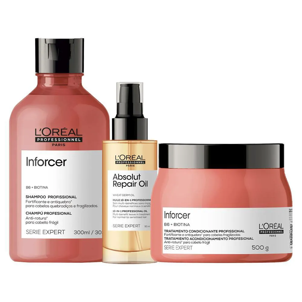 KIT L'ORéAL PROFESSIONNEL SERIE EXPERT INFORCER - SHAMPOO E MáSCARA  E SéRUM