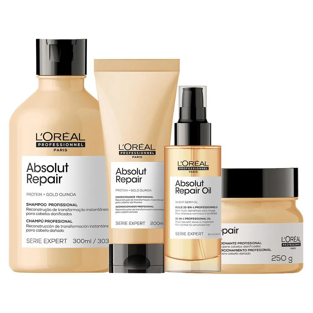 Kit L'Oréal Professionnel Serie Expert Absolut Repair Gold Quinoa - Shampoo E Condicionador E Máscara E Óleo