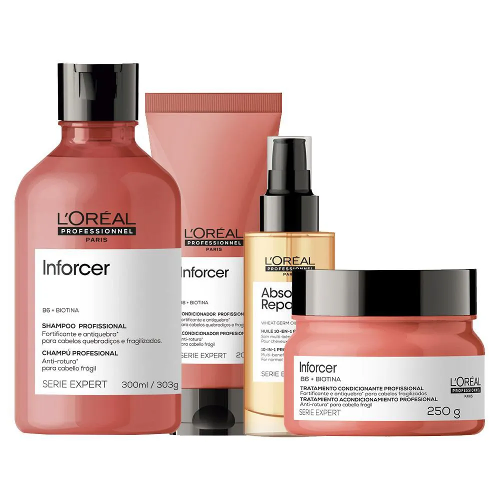 KIT L'ORéAL PROFESSIONNEL SERIE EXPERT INFORCER - SHAMPOO E CONDICIONADOR E MáSCARA E ÓLEO