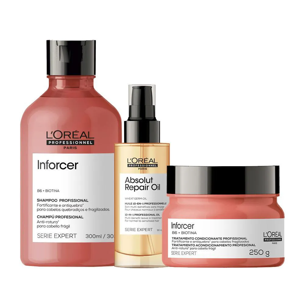 KIT L'ORéAL PROFESSIONNEL SERIE EXPERT INFORCER - SHAMPOO E MáSCARA E SéRUM