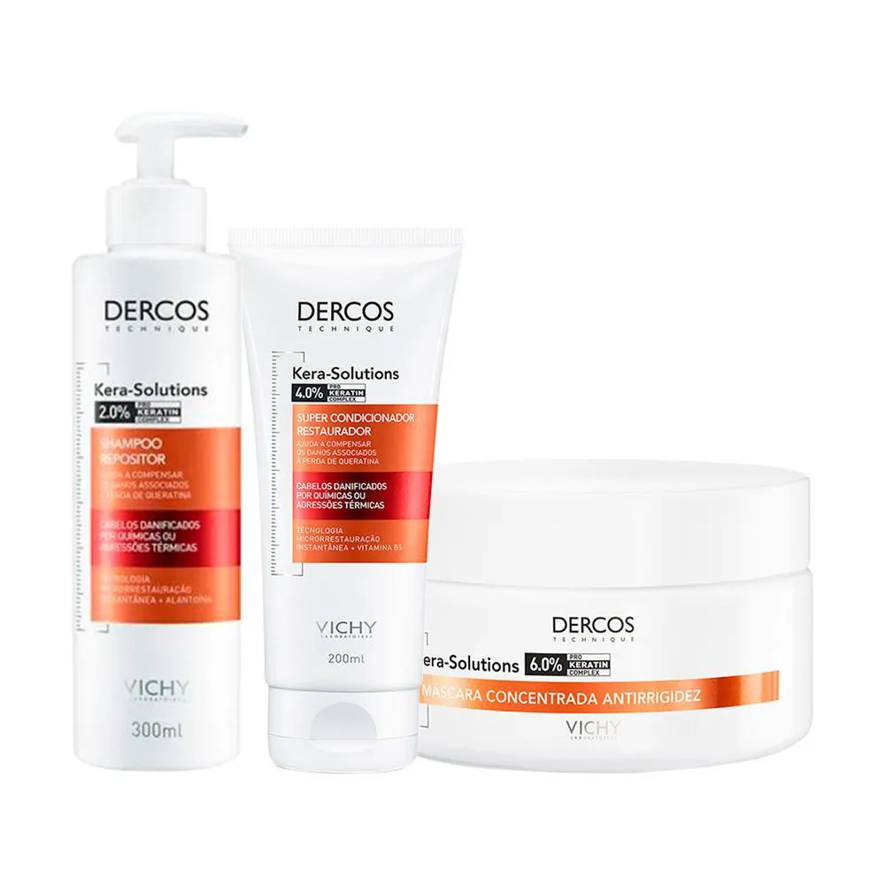 KIT VICHY DERCOS KERA-SOLUTIONS -SH300ML+COND200ML+MáSC200ML